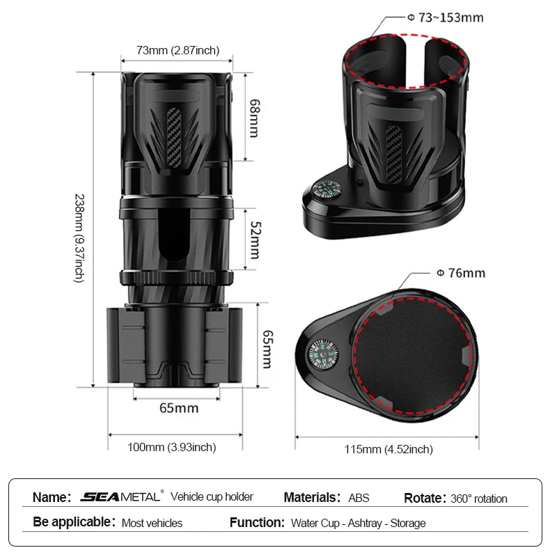 SEAMETAL 2 in 1 Car Cup Holder Expander Adapter Base Vehicle Drinking Bottle Phone Organizer for Auto Car Styling Accessories