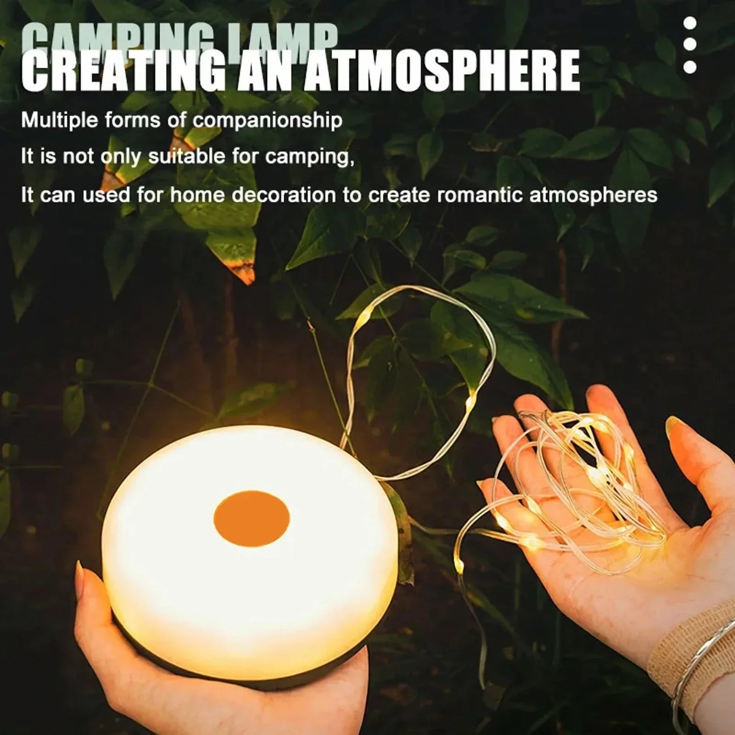 Camping String Lights 2 In1 Outdoor Waterproof Portable Stowable String Light with Lighting Modes USB Camping Lights for Hiking