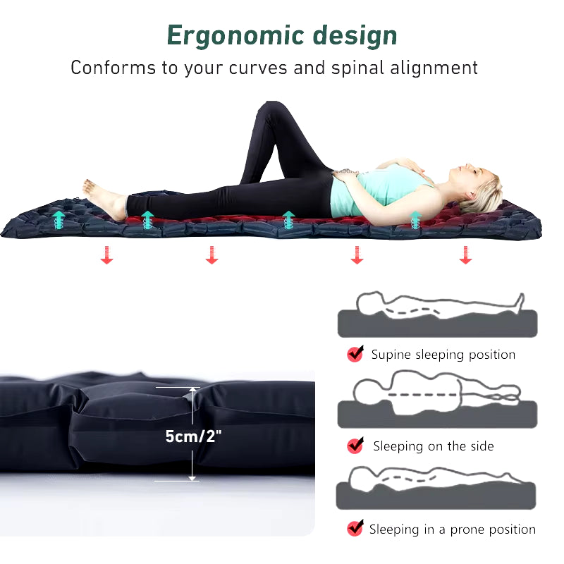 Outdoor Sleeping Pad Camping Inflatable Mattress Ultralight Air Cushion Travel Mat Folding Bed No Headrest for Travel Hiking