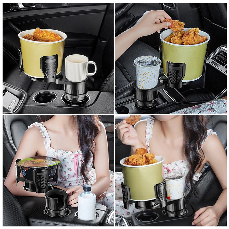 SEAMETAL 2 in 1 Car Cup Holder Expander Adapter Base Vehicle Drinking Bottle Phone Organizer for Auto Car Styling Accessories