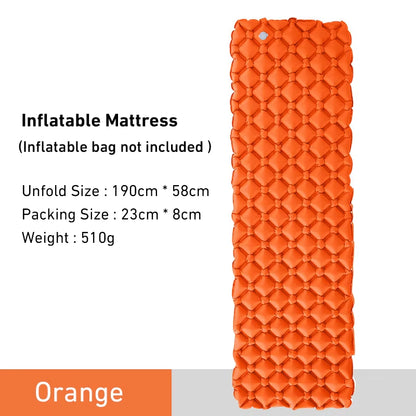 Outdoor Sleeping Pad Camping Inflatable Mattress Ultralight Air Cushion Travel Mat Folding Bed No Headrest for Travel Hiking