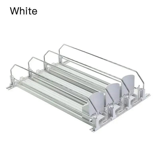 Durable Multifunction Refrigerator Self Pushing Beverage Organizer Storage Dispenser, Adjustable Beverage Push Rod Slide, Easy to Clean Refrigerator Organizer for Storage Room & Kitchen Accessories, Household Items, Home Decor, Refrigerator Stand